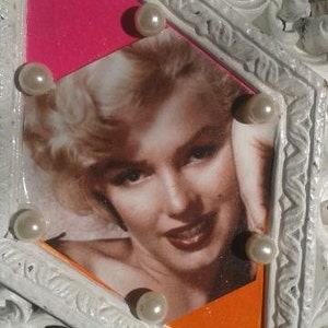 Marilyn Monroe Glamour Inspired White, Shabby Chic, Cottage Chic, Old Hollywood,Ornate, Hollywood Regency Decoupage Wall Hanging, Photo,OOAK image 4