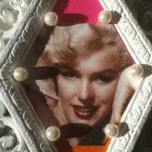 Marilyn Monroe Glamour Inspired White, Shabby Chic, Cottage Chic, Old Hollywood,Ornate, Hollywood Regency Decoupage Wall Hanging, Photo,OOAK image 2