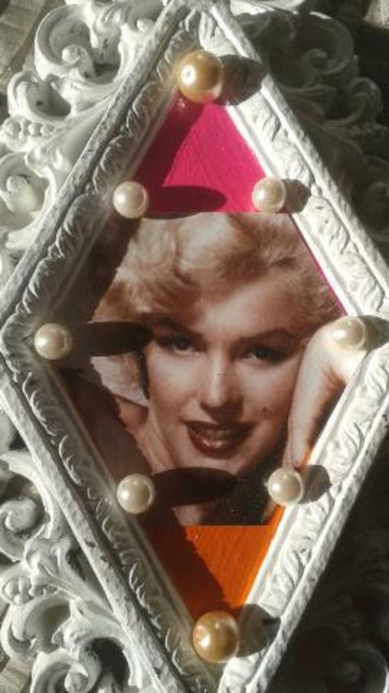 Marilyn Monroe Glamour Inspired White, Shabby Chic, Cottage Chic, Old Hollywood,Ornate, Hollywood Regency Decoupage Wall Hanging, Photo,OOAK image 2