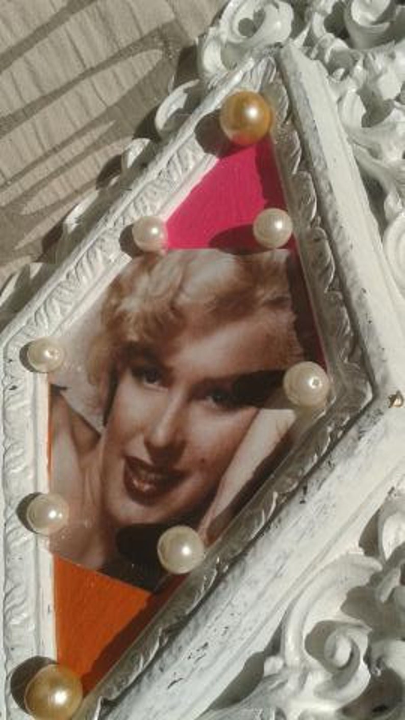 Marilyn Monroe Glamour Inspired White, Shabby Chic, Cottage Chic, Old Hollywood,Ornate, Hollywood Regency Decoupage Wall Hanging, Photo,OOAK image 5