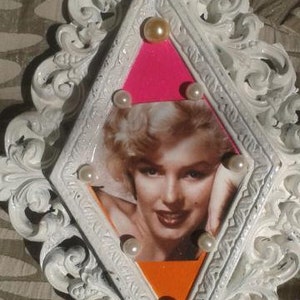 Marilyn Monroe Glamour Inspired White, Shabby Chic, Cottage Chic, Old Hollywood,Ornate, Hollywood Regency Decoupage Wall Hanging, Photo,OOAK image 1