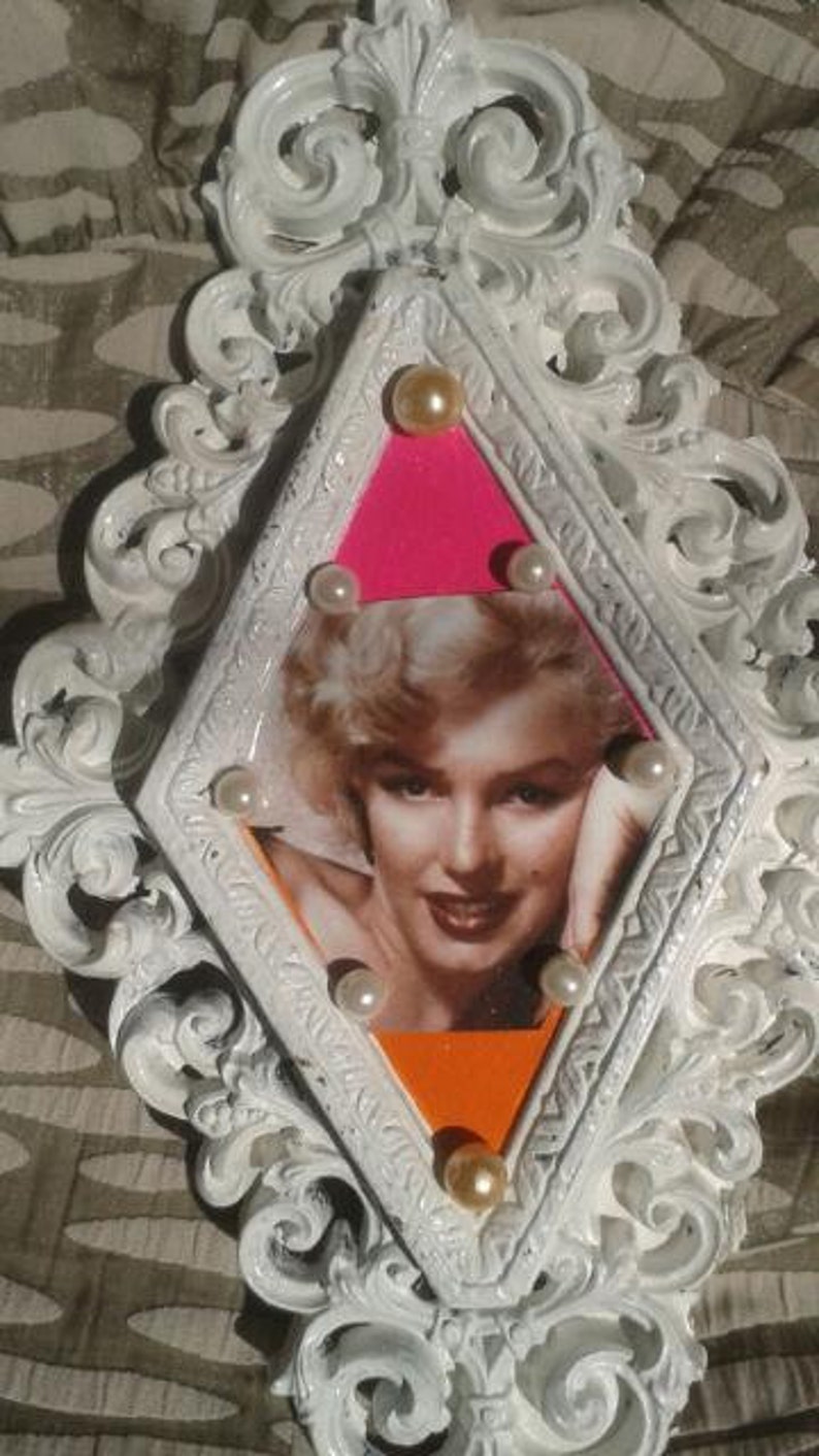Marilyn Monroe Glamour Inspired White, Shabby Chic, Cottage Chic, Old Hollywood,Ornate, Hollywood Regency Decoupage Wall Hanging, Photo,OOAK image 1