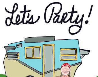 Let’s Party willie greeting card by local Austin artist