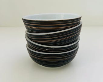 CORNING Terra Striped Matte Brown White Center Cereal Bowls, Set of 4