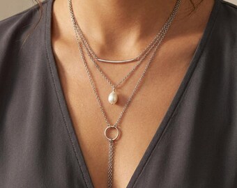 Mehrreihige Edelstahl-Nippelkette: Austauschbarer O-Ring-Schmuck