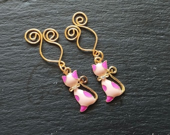 Adjustable Clip On Nipple Rings: Pink Cat Copper Nipple Jewelry