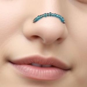 Beaded Nasalang Stainless Steel Band, Custom Nose Connector for Piercings, Nostril Bridge Jewelry for Nose, Ear, Helix, Vertical Labret