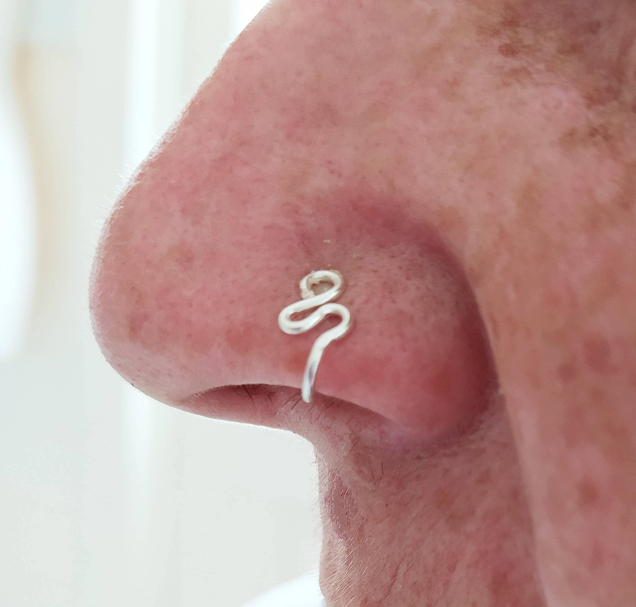 Tiny Spiral Nose Stud Swirl Earring L Shaped Piercing Gold Silver Handmade 22 Gauge 