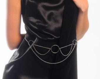 Custom Fit Stainless Steel Crotchless Chain Belt, Sexy Body Jewelry