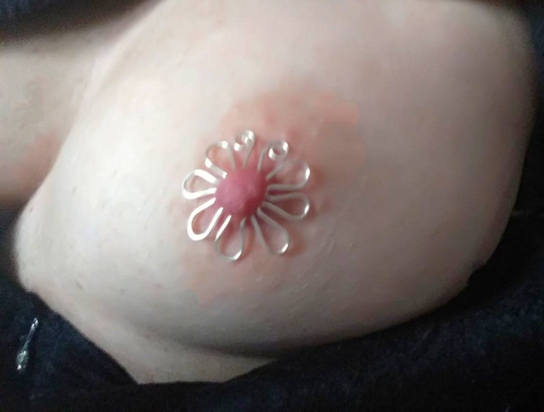 Flower Nipple Rings, Sexy Nipple jewelry, Nipple clamp, non Piercing Nipple shield, intimates Jewelry, Men bondage, BDSM Mature sex toy image 1