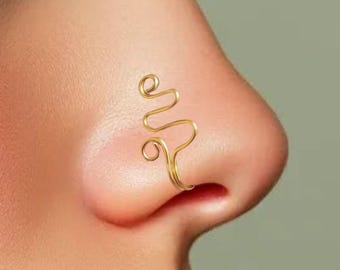 Cute Wave Nose Cuff Body Jewelry, Tiny No Pierced fake nose ring, NON PIERCING Jewelry colours Clip on Nose cuff.
