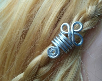 Conjunto espiral de rastas celtas, anillos Loc, 2 puños vikingos de cuentas de pelo, joyería de pelo del festival joyería de barba vikinga cuentas de pelo hippie cuentas de barba