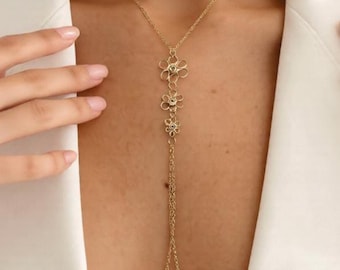 Floral Nipple Chain: Non Piercing Erotic Body Jewelry