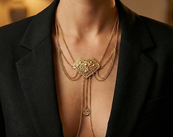 Body Chain Necklace, Non-Piercing Intimate Adornment, Handcrafted England Studio