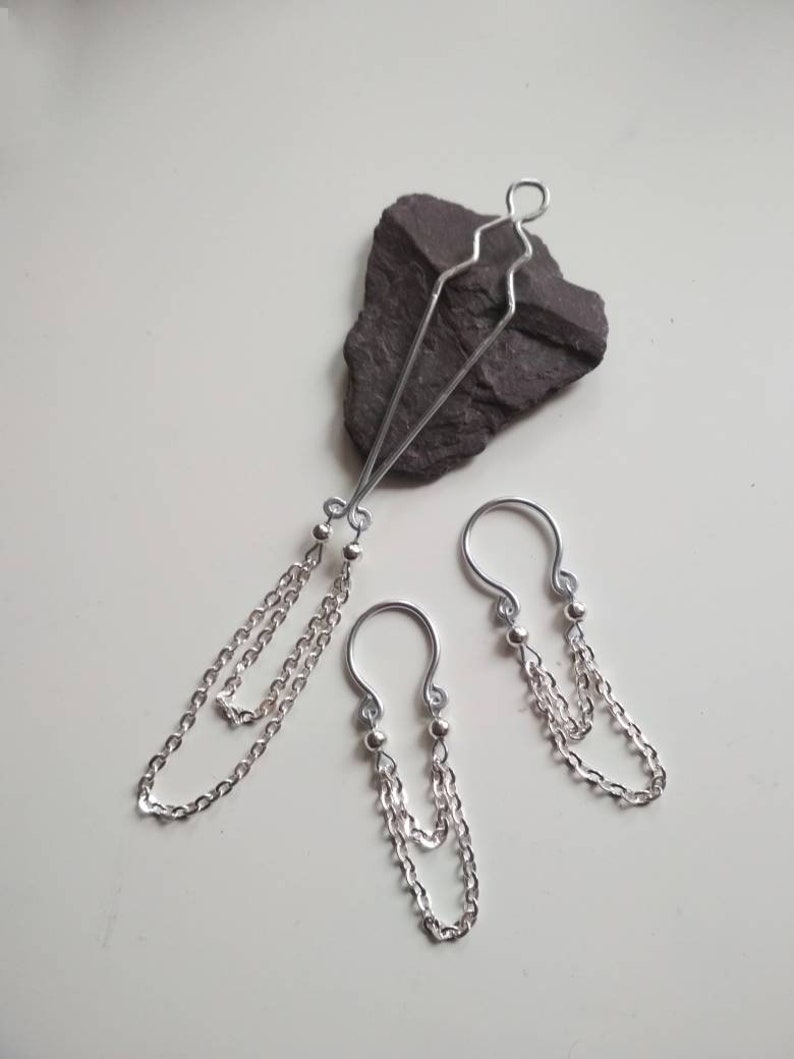 Set de joyería íntima, anillos para pezones y abrazadera para clítoris sin clip para clítoris vaginal perforante, conjunto femenino, regalo para parejas, juguetes sexuales BDSM maduros imagen 4