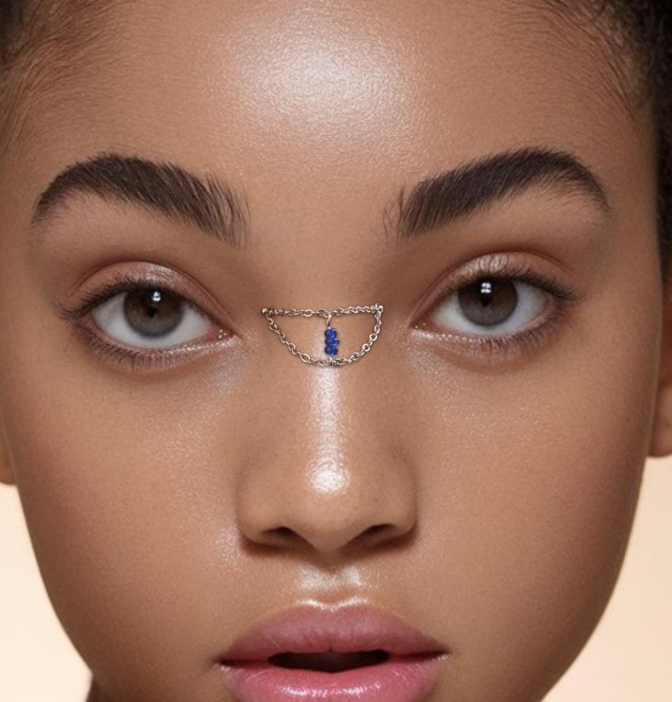 Custom Nose Chain Connector for Piercings Nostril Chain, Nasalang Stainless Steel Double Chain Jewelry for Nose, Ear, Helix, Vertical Labret