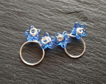 Adjustable Clip On Nipple Rings: Copper Wire, Acrylic Flowers