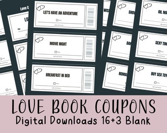 Love Coupon Book for Couples, Gift for him, Husband Gift, Anniversary Gift, Fun Love Vouchers, 19 Coupons, Digital