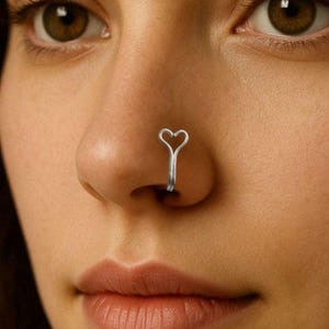 Heart Nose Ring Body Jewelry, Tiny No Pierced fake ring  NON PIERCING nose ring Jewelry colours Clip on Nose cuff.