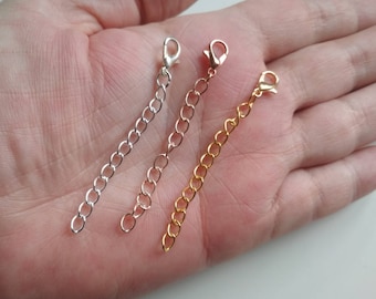 Removable Chain Extender for Necklace or Bracelet, Adjustable length chain with lobster clasps.