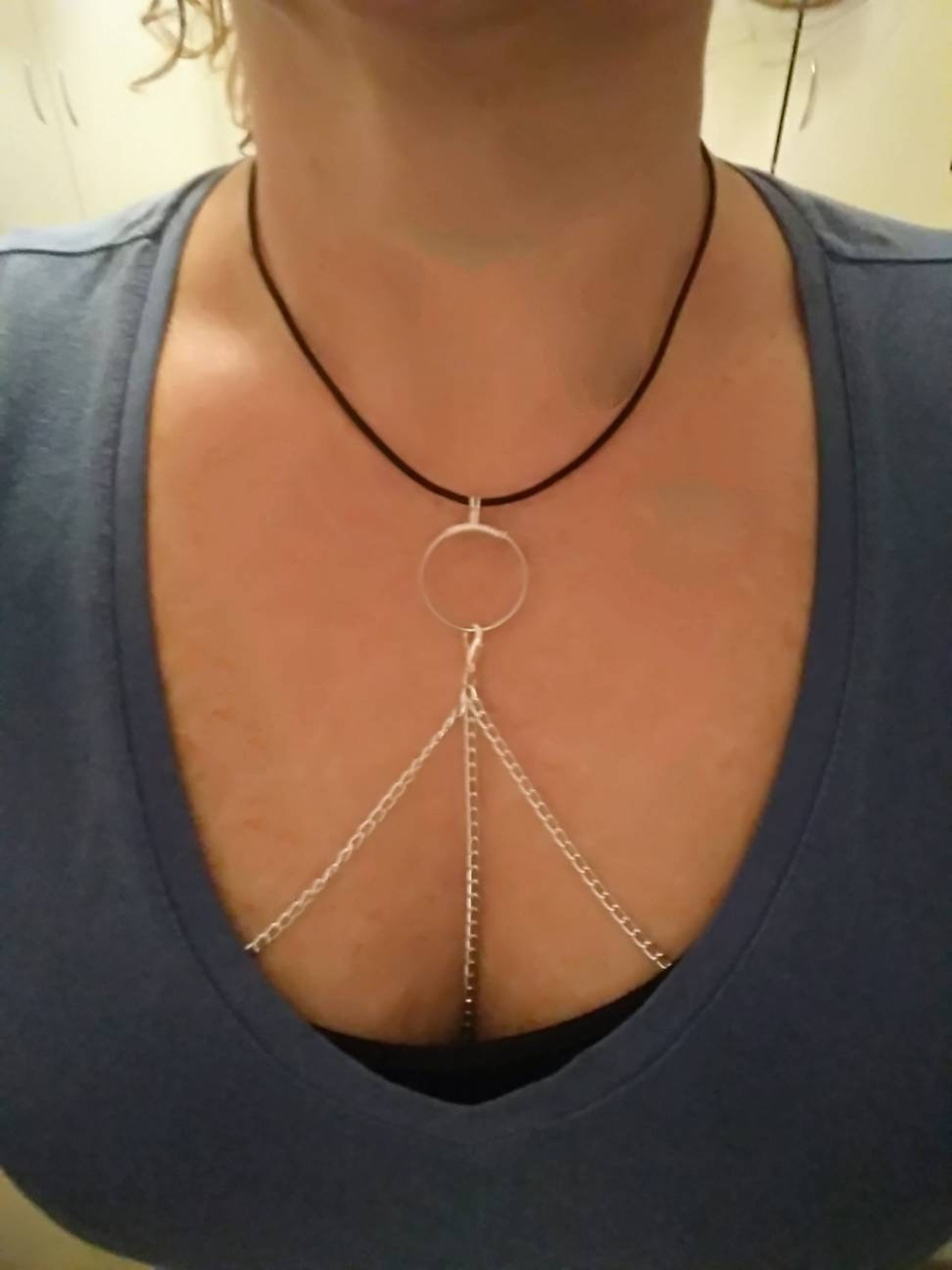 Nipple Ring Non Piercing Sexy Chain Noose Leather Necklace O Etsy