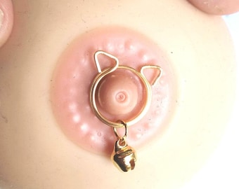 Cute Kitten Huggers Nipple Rings, DDLG, Non Piercing Nipple Jewelry, Cats wil bell, Sexy Nipple Clamps, intimate Jewelry, Mature gift