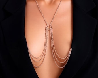 Mehrreihig Nippel Kette: Nicht Piercing Körperschmuck