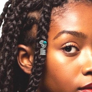 Turquoise Hair Jewelry Braid Cuffs, Locks Bead, Dreadlocks Hair, Loc rings, Turquoise cuff Jewelry, Beard jewellery Viking beads 2 Rings