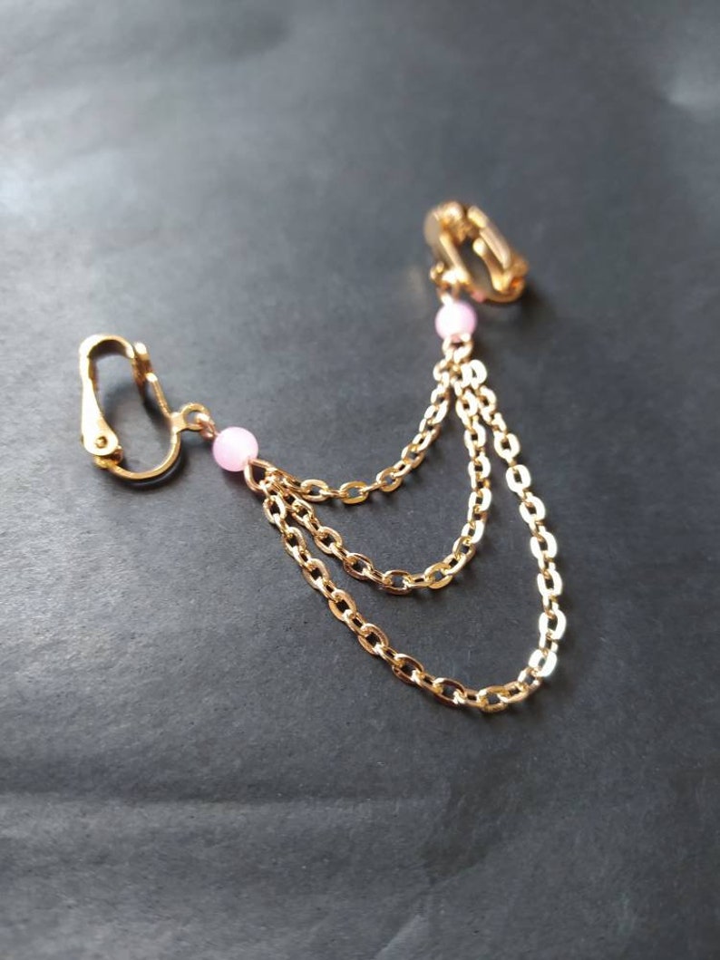 Rose gold and Pink Quartz Labia Clamp, Sexy, VCH Jewelry Clit Clip, Non Piercing Erotic VCH, intimate jewelry bdsm, Adult fun sex toys 