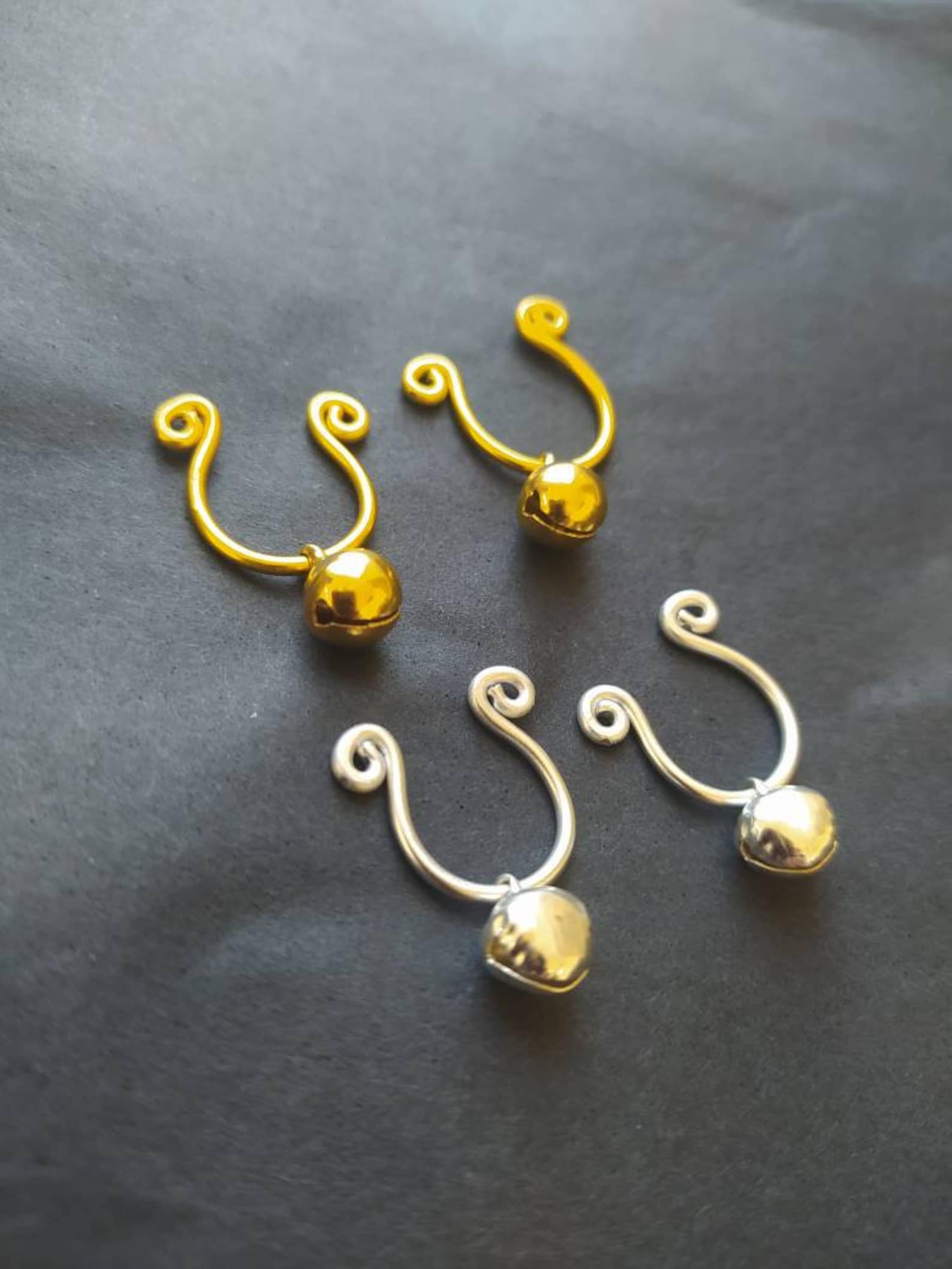 BDSM Slave Bells Non Piercing Nipple Rings Gold Jingle Bells Etsy Canada