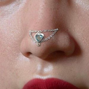 Heart Nose Chain Connector for Piercings Nostril Chain, Custom Stainless Steel Nasalang Double Chain Jewelry for Nose, Ear, Helix, Labret