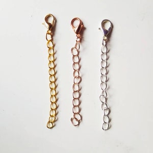 Removable Chain Extender for Necklace or Bracelet, Adjustable length chain with lobster clasps.