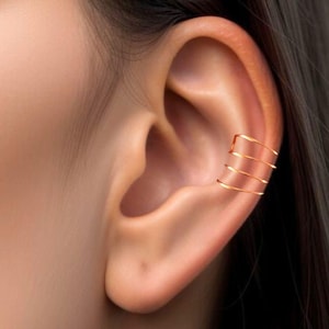 Minimalist Ear Cuff Wrap | No Piercing Earcuff Earring | Handmade Wire Ear Wrap | Helix Cartilage Cuff | Unisex Jewelry Gift Idea