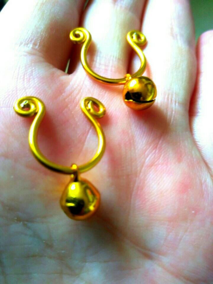 BDSM Slave Bells Non Piercing Nipple Rings gold jingle bells Etsy