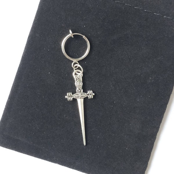 Non Piercing Belly Button ring with dangle Sword, Summer jewelry, Jewelry Gift for her, Fake Piercing Jewellery