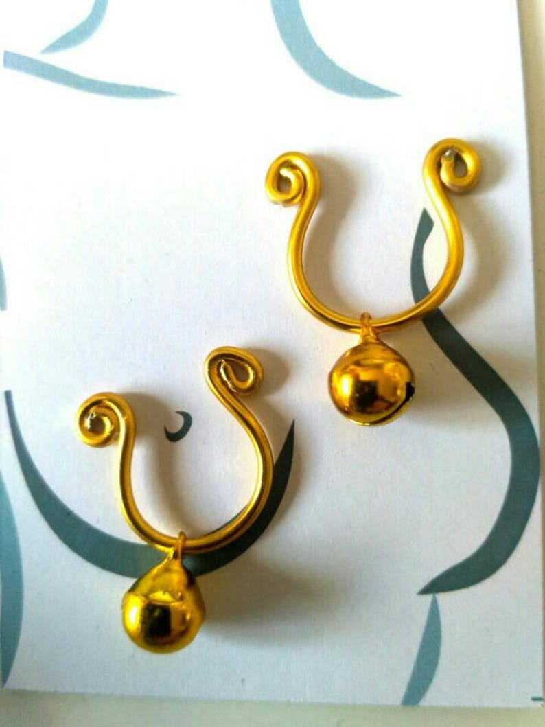 BDSM Slave Bells Non Piercing Nipple Rings Gold Jingle Bells Etsy