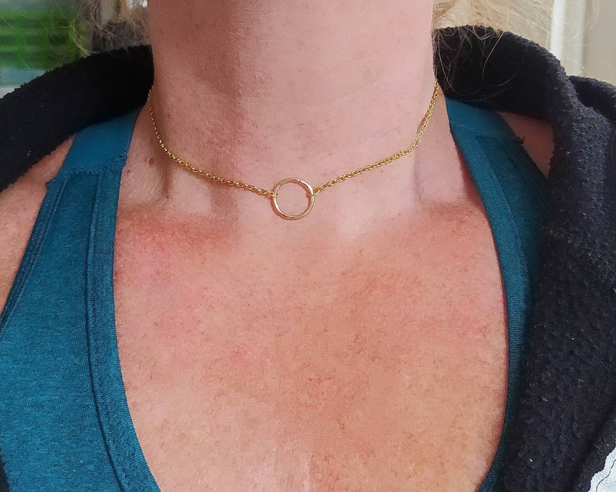 Gold Circle of O Necklace Minimalist Discreet Day Collar Etsy