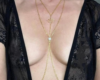 Layered Nipple Chain Necklace: Non-Piercing Erotic Body Jewelry