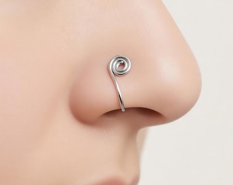 Spiral Fake Nose Ring: Non Piercing Clip-On Nose Cuff