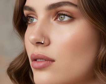 Surgical Steel Nose Ring: 2mm CZ Sparkle, 22G Hoop