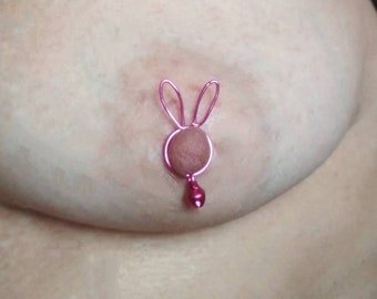 Cute Bunny Ears Nipple Rings, DDLG, Non Piercing Nipple Jewelry, Rabbit wil bell, Sexy Nipple Clamps, intimate Jewelry, Mature sex toys