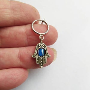 Anillo de ombligo sin perforación con mano de Fátima y ojo malvado, regalo de joyería para ella, joyería de perforación falsa, anillo de ombligo con mano de Fátima