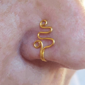 Cute Wave Nose Cuff Body Jewelry, Tiny No Pierced fake nose ring, NON PIERCING Jewelry colours Clip on Nose cuff.