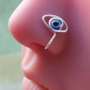 Evil Eye Nose cuff, Body Jewelry, No Pierced fake nose cuff, NON PIERCING nose ring Jewelry, Clip on Nose cuff.