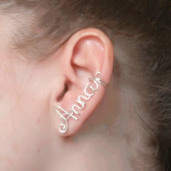 Personalized earrings, Custom jewelry, Name Earcuff, Novelty Jewelry, Ear Name, Valentine's Clip on Name, Custom Best friend gift idea