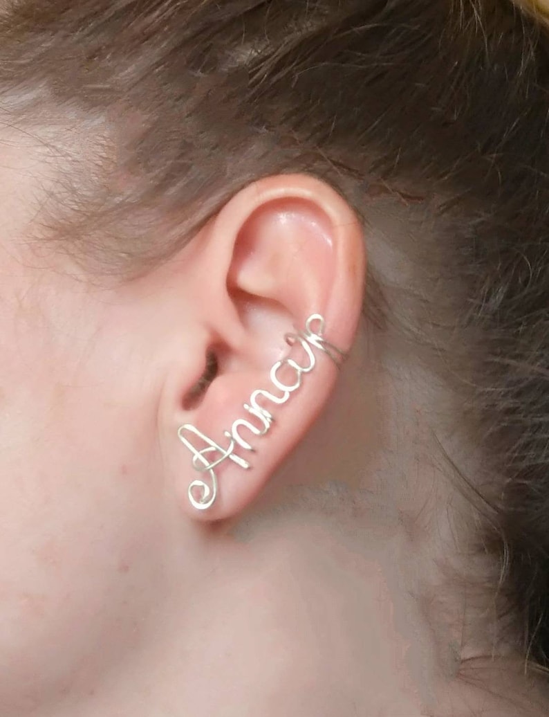 Pendientes personalizados, Joyería personalizada, Earcuff con nombre, Joyería novedosa, Nombre de oreja, Clip de San Valentín en el nombre, Idea de regalo personalizada para mejor amigo imagen 1