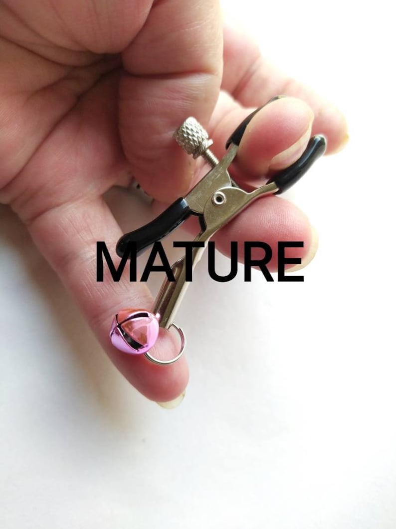 Pink Bell Clit Clamp Tweezer Dangle, Non Piercing Labia Clip, Sexy Jewelry, Clitoral Jewelry with jingle Bell, Bondage, dbsm mature sex toys 