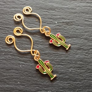 Adjustable Clip On Nipple Jewelry, Non piercing Nipple Rings with Enamel Cactus, Clip on Nipple Clamp, Elegant Nippies, Nipple Jewelry Gift
