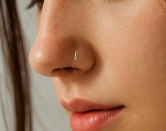 Surgical Steel Nose Ring: 2mm CZ Sparkle, 22G Hoop