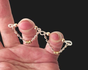 Nicht Piercing Nippel Schlinge Barbell: Baumeln Kette Körperschmuck